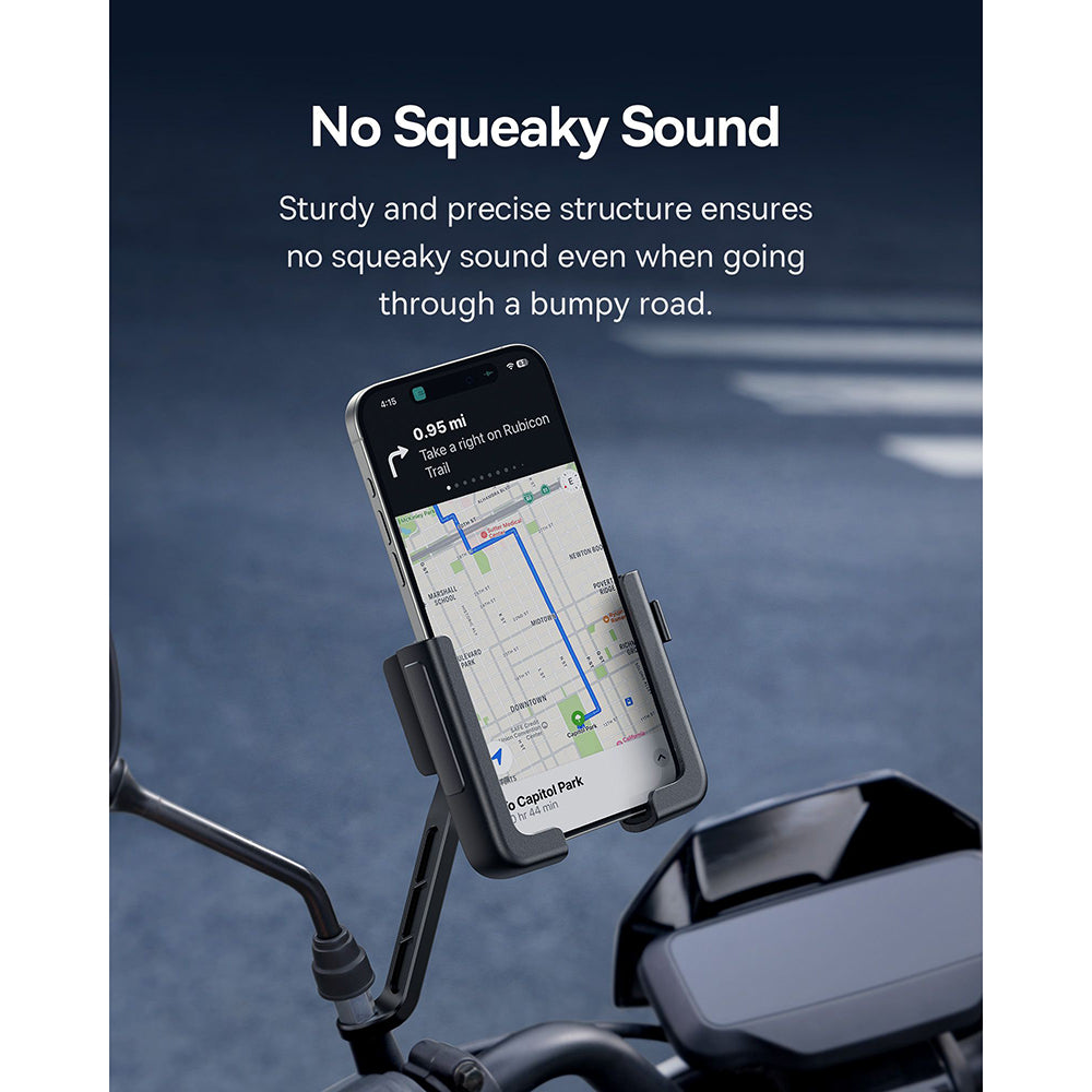 Baseus - Motorcycle Holder GoTrip (C40572301111-01) - 360°, Anti-Shake, with Screw Lock, Stable, 5.7 - 7.2" - Cluster Black