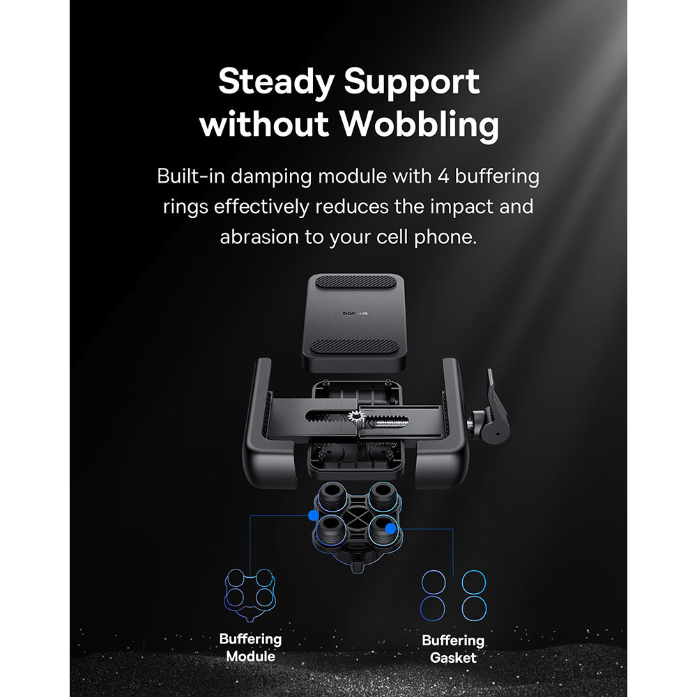 Baseus - Motorcycle Holder GoTrip (C40572301111-01) - 360°, Anti-Shake, with Screw Lock, Stable, 5.7 - 7.2" - Cluster Black