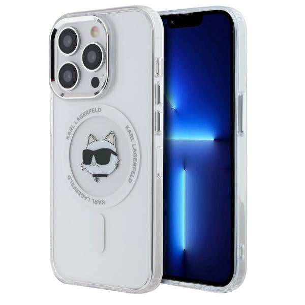 Karl Lagerfeld - IML MagSafe (KLHMP13LHLSCHH) - iPhone 13 Pro - White Metal Choupette`s Head