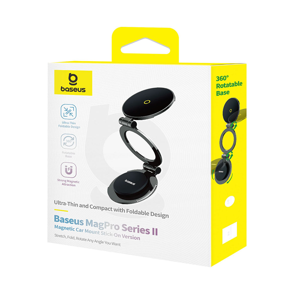 Baseus - Car Holder MagPro Series II (C40172900121-00) - for Dashboard, Magnetic Car Mount, 360°, Foldable - Cosmic Black