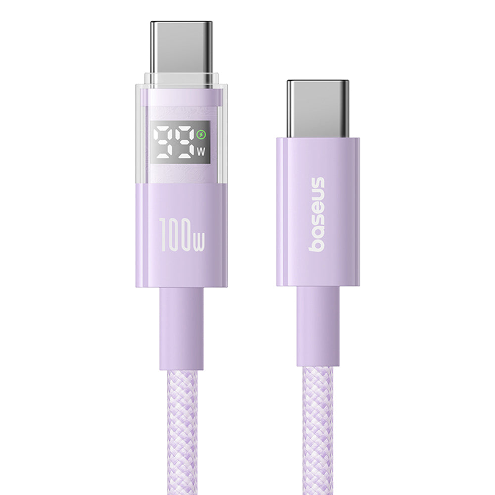 Baseus - Data Cable Display 2 (P10382702511-01) - Fast Charging, Type-C to Type-C, Digital Display, 100W, 2m - Nebula Purple