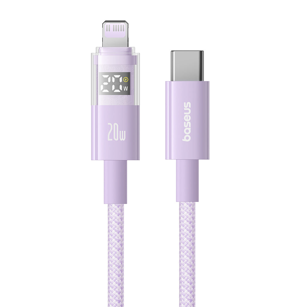 Baseus - Data Cable Display 2 (P10382703511-01) - Fast Charging, Type-C, Lightning, Digital Display, 20W, 2m - Nebula Purple