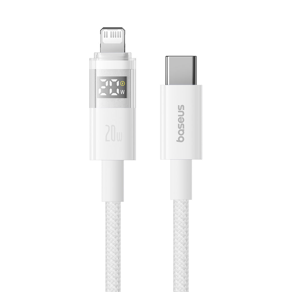 Baseus - Data Cable Display 2 (P10382703211-01) - Fast Charging, Type-C to Lightning, Digital Display, 20W, 2m - Moon White
