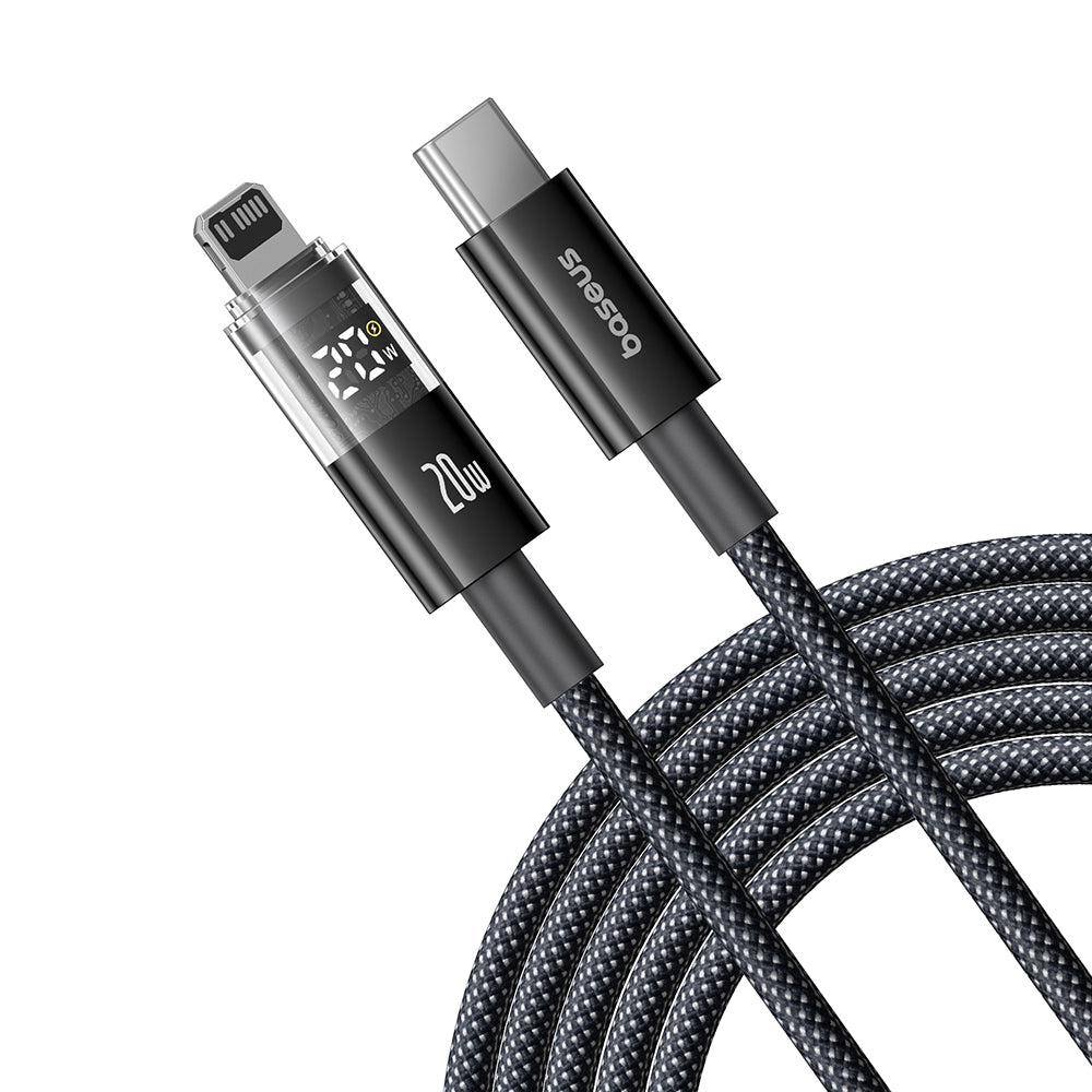 Baseus - Data Cable Display 2 (P10382703121-01) - Fast Charging, Type-C to Lightning, Digital Display, 20W, 2m - Cosmic Black