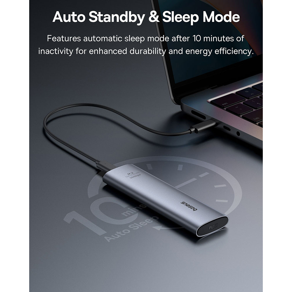 Baseus - SSD Enclosure FlyJoy Series (B00760600811-01) - USB 3.2, 10Gbps, 1G Read/Write, M.2NVME Compatible - Space Grey