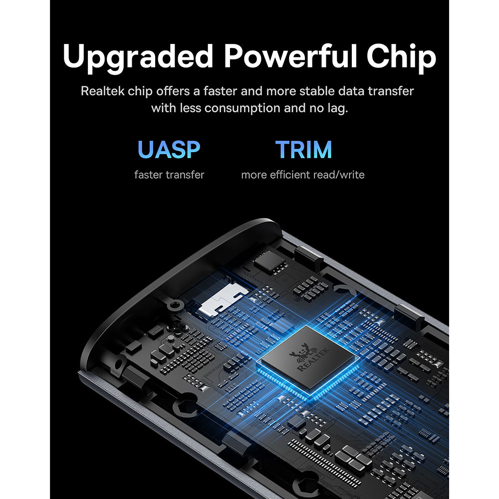 Baseus - SSD Enclosure FlyJoy Series (B00760600811-02) - Type-C, 10Gbps, 1G Read/Write, M.2NVME/SATA Compatible - Space Grey