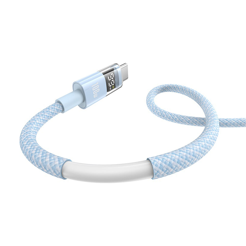 Baseus - Data Cable Display 2 (P10382701311-00) - Fast Charging, USB to Type-C, Digital Display, 100W, 1m - Galaxy Blue
