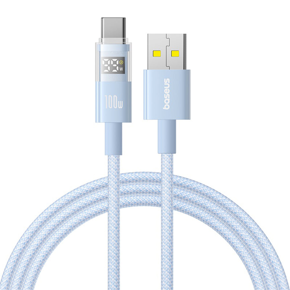 Baseus - Data Cable Display 2 (P10382701311-00) - Fast Charging, USB to Type-C, Digital Display, 100W, 1m - Galaxy Blue