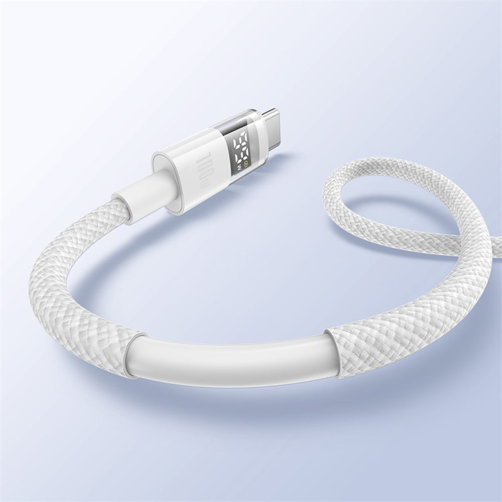 Baseus - Data Cable Display 2 (P10382701211-00) - Fast Charging, USB to Type-C, Digital Display, 100W, 1m - Moon White