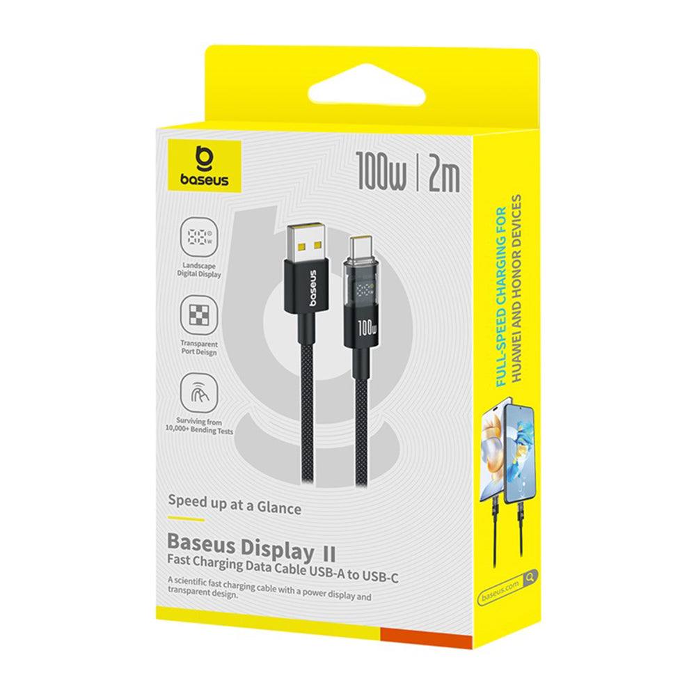 Baseus - Data Cable Display 2 (P10382701111-00) - Fast Charging, USB to Type-C, Digital Display, 100W, 2m - Cosmic Black