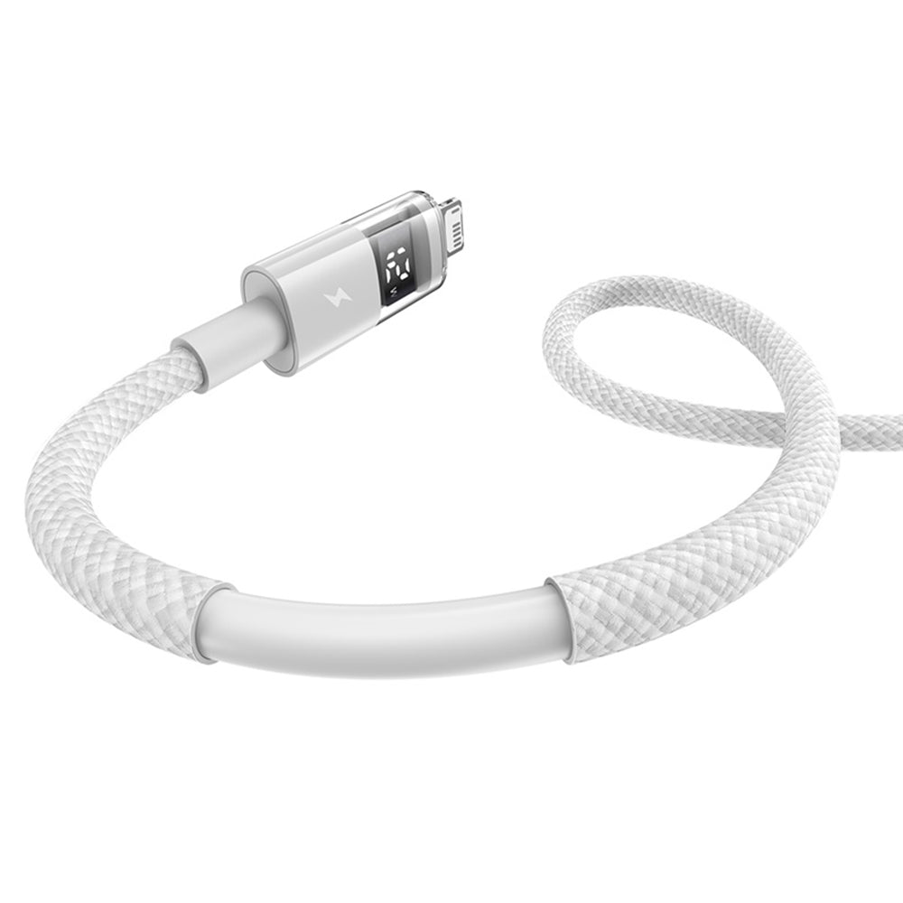 Baseus - Data Cable Display 2 (P10382700211-01) - USB to Lightning, Fast Charging, Digital Display, 2.4A, 2m - Moon White