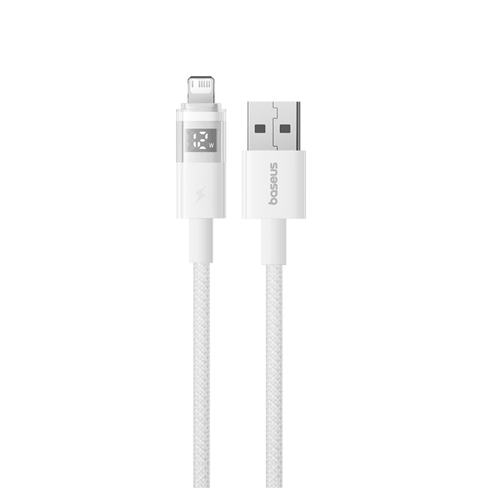 Baseus - Data Cable Display 2 (P10382700211-01) - USB to Lightning, Fast Charging, Digital Display, 2.4A, 2m - Moon White