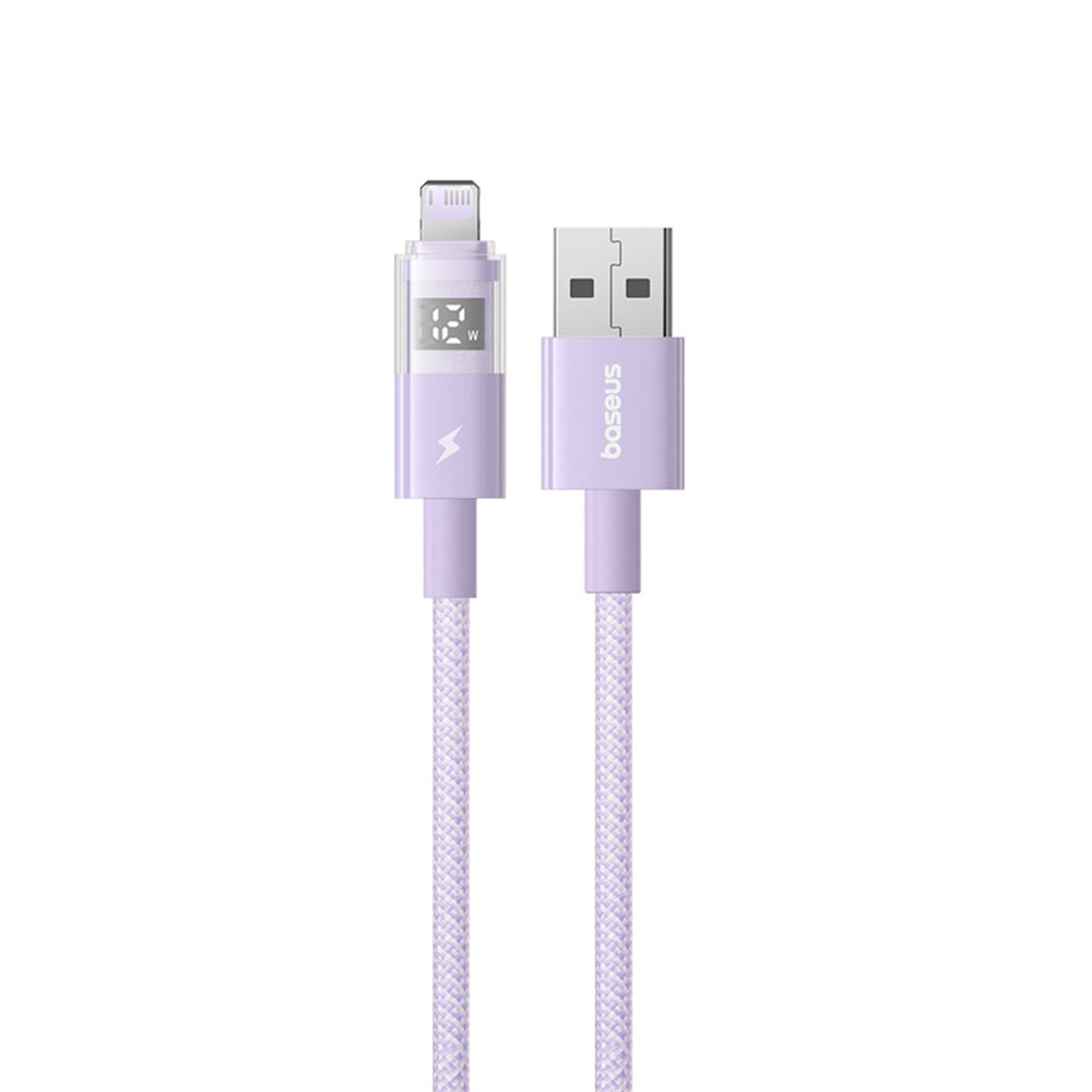 Baseus - Data Cable Display 2 (P10382700511-01) - USB to Lightning, Fast Charging, Digital Display, 2.4A, 2m - Nebula Purple