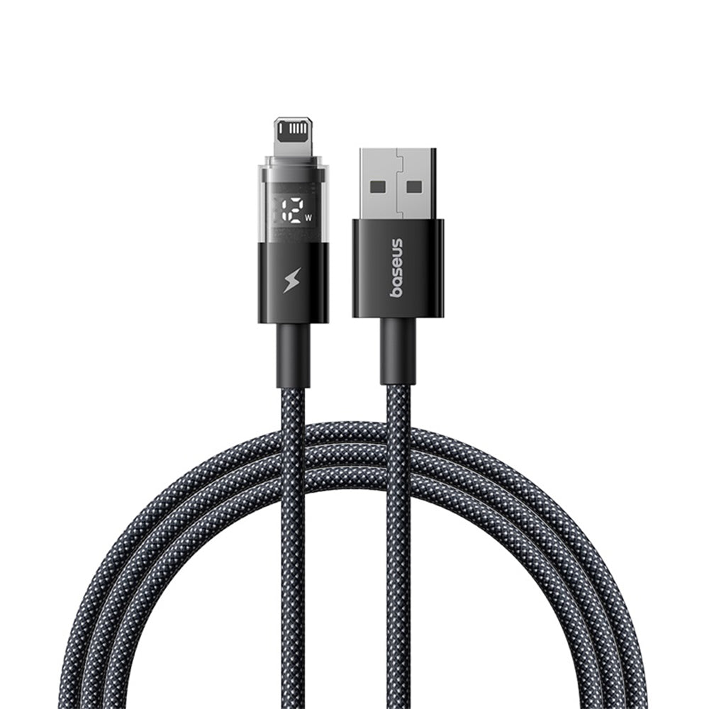 Baseus - Data Cable Display 2 (P10382700121-01) - USB to Lightning, Fast Charging, Digital Display, 2.4A, 2m - Cosmic Black