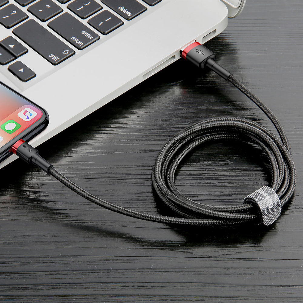 Baseus - Data Cable Cafule (CALKLF-B19) - USB to Lightning, 2.4A, 1m - Red Black