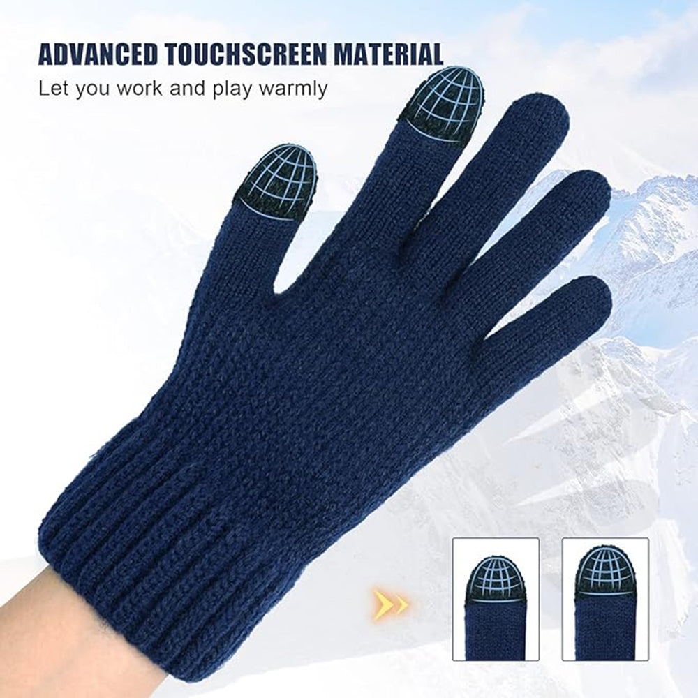 Techsuit - Gloves (ST0012) - from Alpaca Wool, Size 22cm - Navy Blue