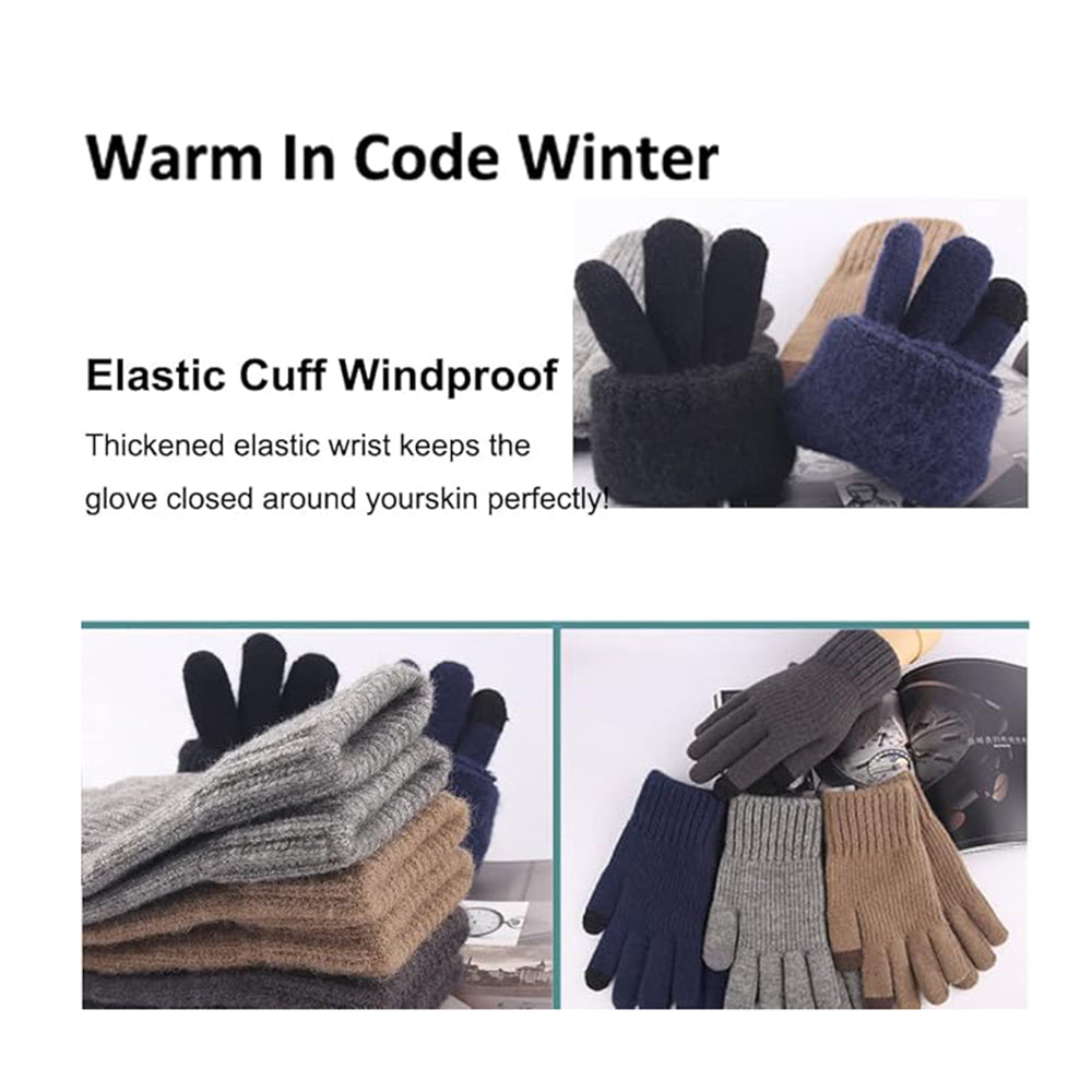 Techsuit - Gloves (ST0012) - from Alpaca Wool, Size 22cm - Navy Blue