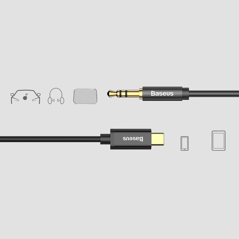 Baseus - Audio Cable Adapter M01 (CAM01-01) - USB-C to Jack 3.5mm, Digital Audio Transmission, Gold-plated Plug, 1.2m - Black