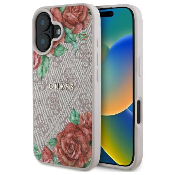Guess - Hardcase 4G Flower Print MagSafe (GUHMP16SP4ROPEMCP) - iPhone 16 - Pink