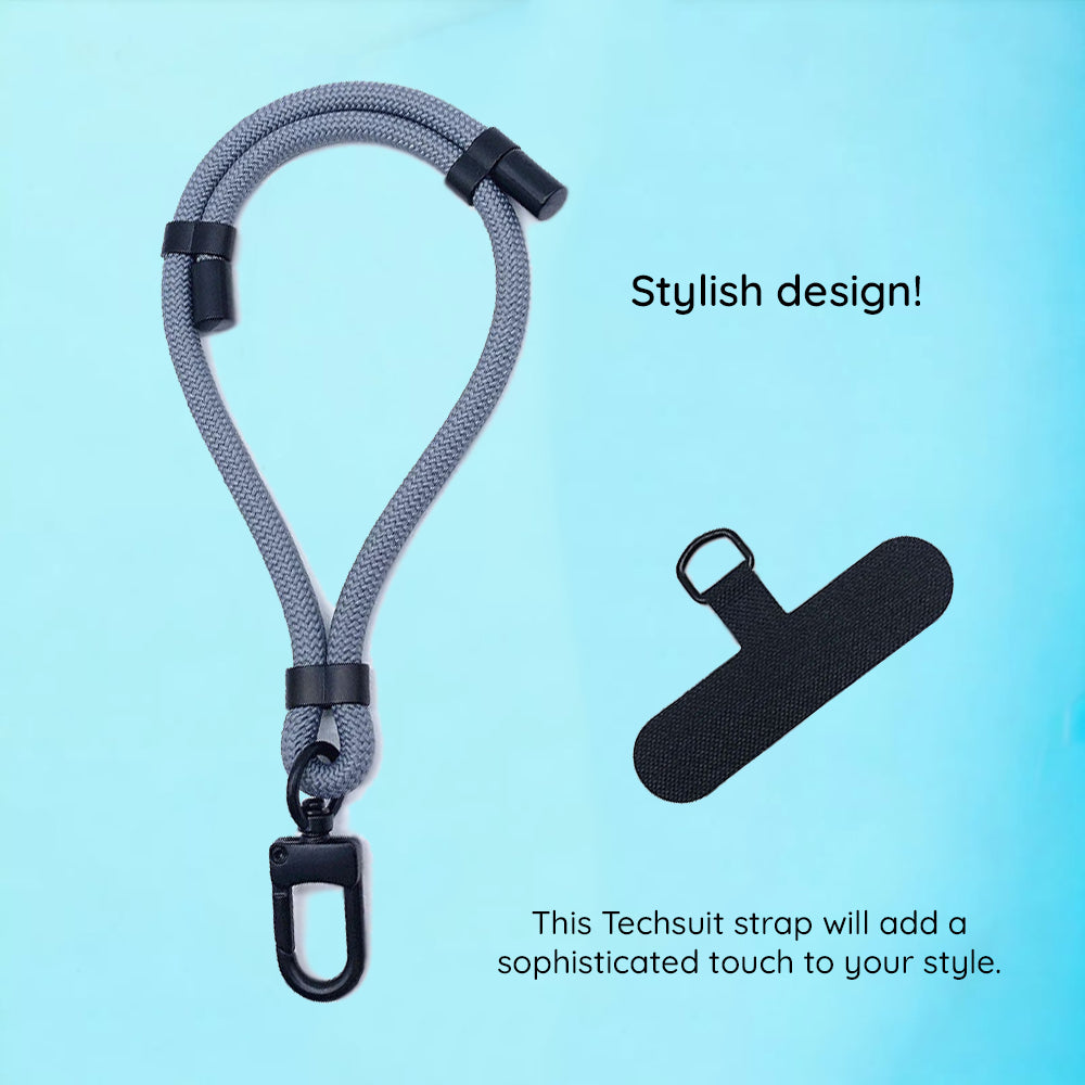 Techsuit - Rope Wrist Strap (RWS1-50-62) - for Phones, Carabiner, Nylon Braided, Durable, Adjustable, Universal - Sunset Blaze