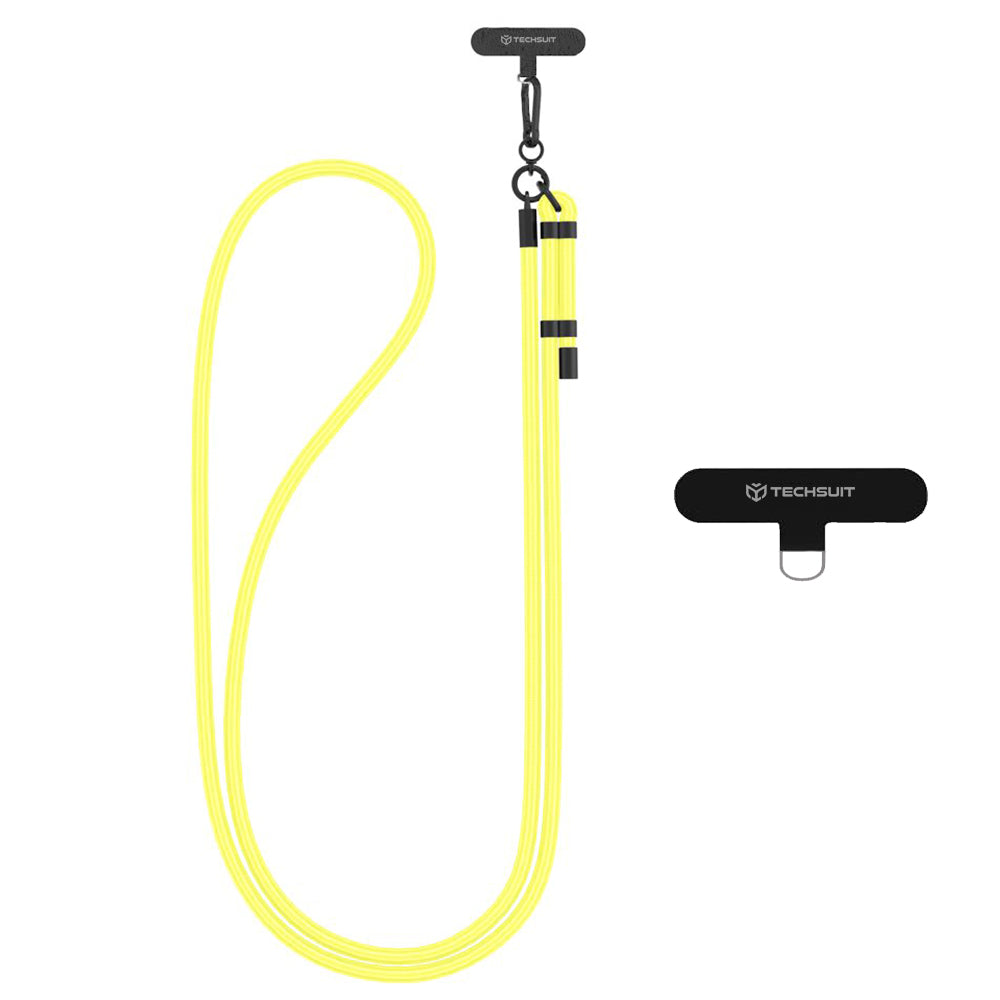 Techsuit - Rope Crossbody Strap (RCS1-31) - for Phones, Carabiner, Nylon Braided, Durable, Adjustable - Bright Limoncello