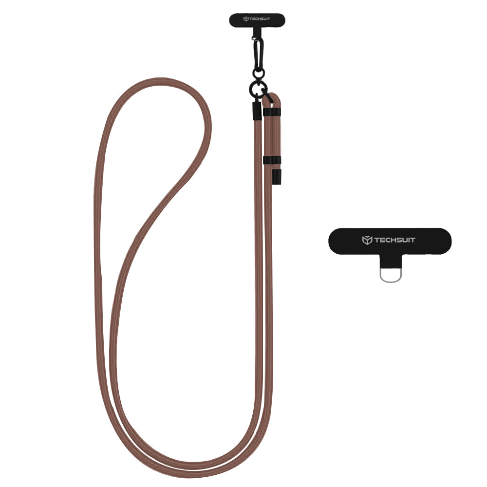 Techsuit - Rope Crossbody Strap (RCS1-72) - for Phones, Carabiner, Nylon Braided, Durable, Adjustable - Coffee Bean