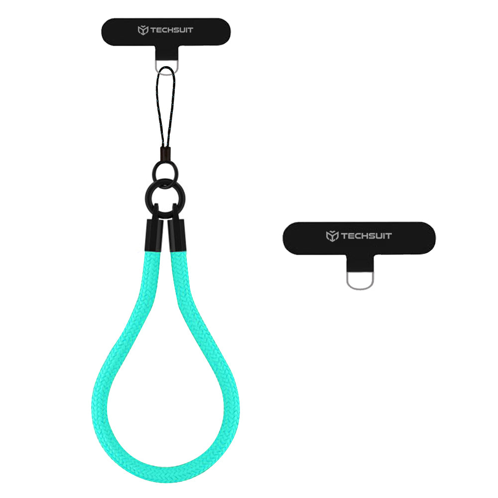 Techsuit - Rope Wrist Strap (RWS2-70) - for Phones, with Keychain Cord, Nylon Braided, Durable, Universal - Caribbean Sea
