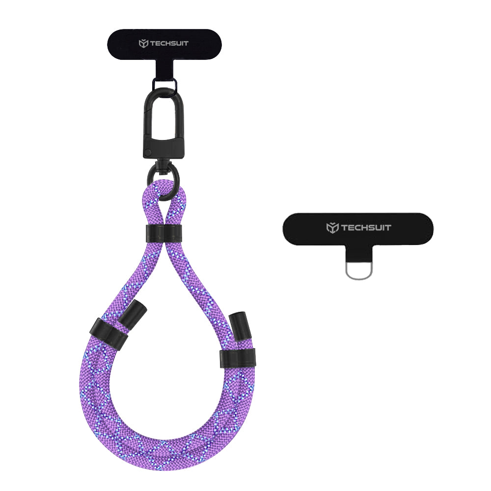 Techsuit - Rope Wrist Strap (RWS1-11) - for Phones, Carabiner, Nylon Braided, Durable, Adjustable, Universal - Cobra Purple