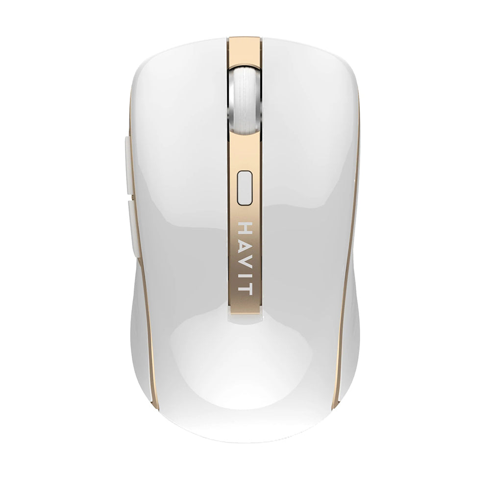 Havit - Wireless Mouse (MS951GT) - 2.4GHz, 1000/1200/1600 DPI, AA Battery - White / Golden