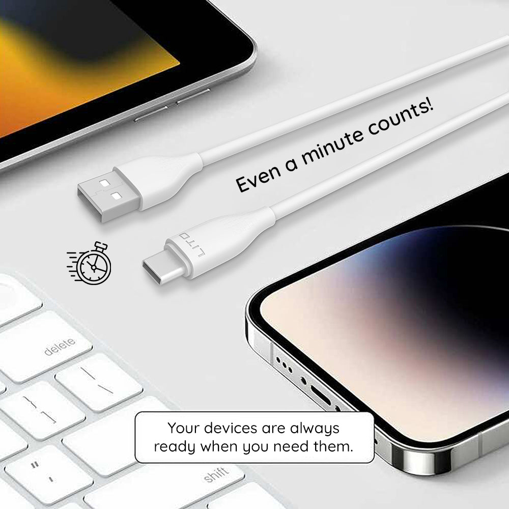 Lito - Data Cable (LD03T) - USB to Type-C, Fast Charging, 2.4A, 1m - White
