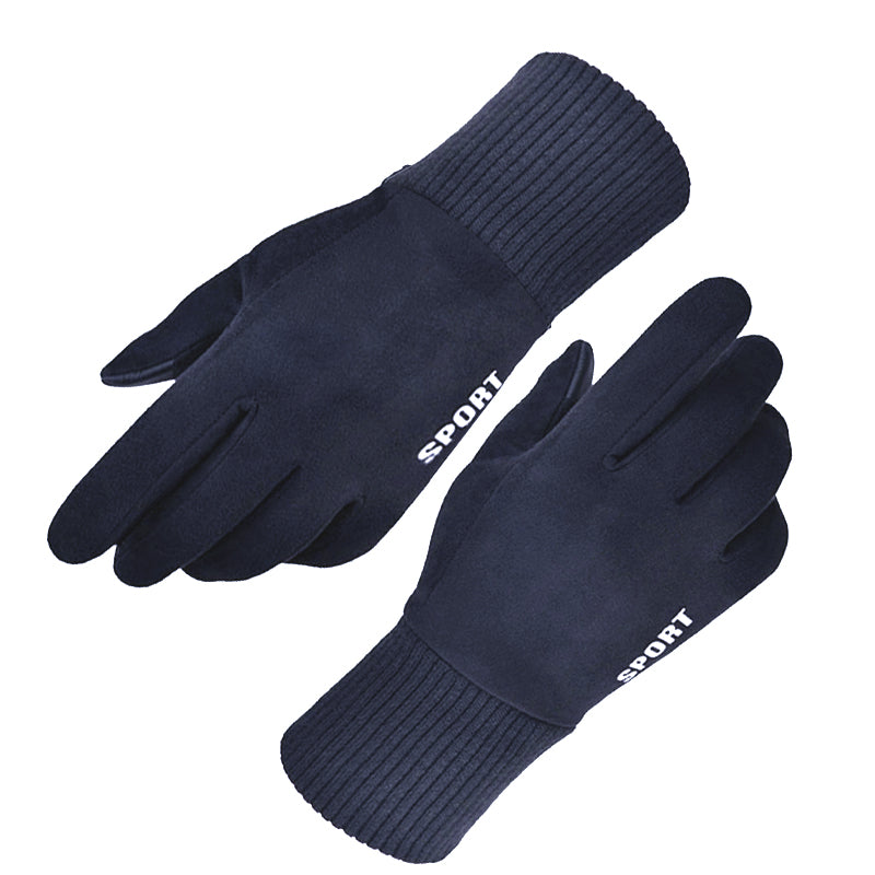Techsuit - Touchscreen Gloves Suede (ST0009) - PU Leather, Plush Interior - Blue