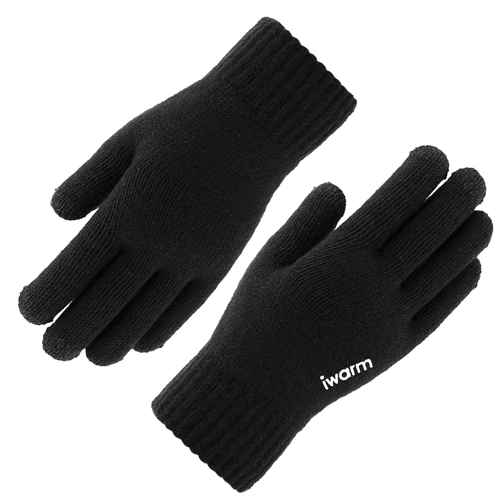 iWarm - Touchscreen Gloves (ST0005) - Double Layer and Velvet/Acrylic, Size 21cm - Black