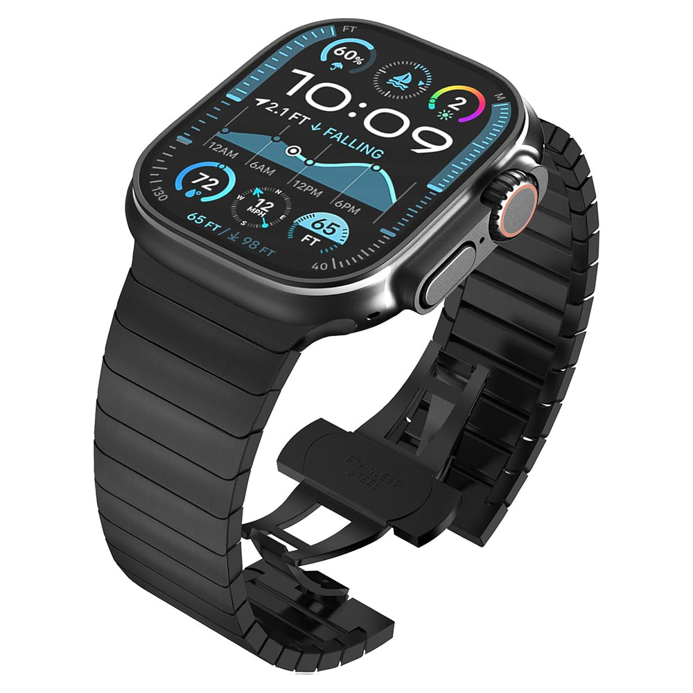 Techsuit - Watchband (W012) - Apple Watch 1/2/3/4/5/6/7/8/9/10/11/SE/SE 2/SE 3/Ultra/Ultra 2/Ultra 3 (42/44/45/46/49mm) - Black