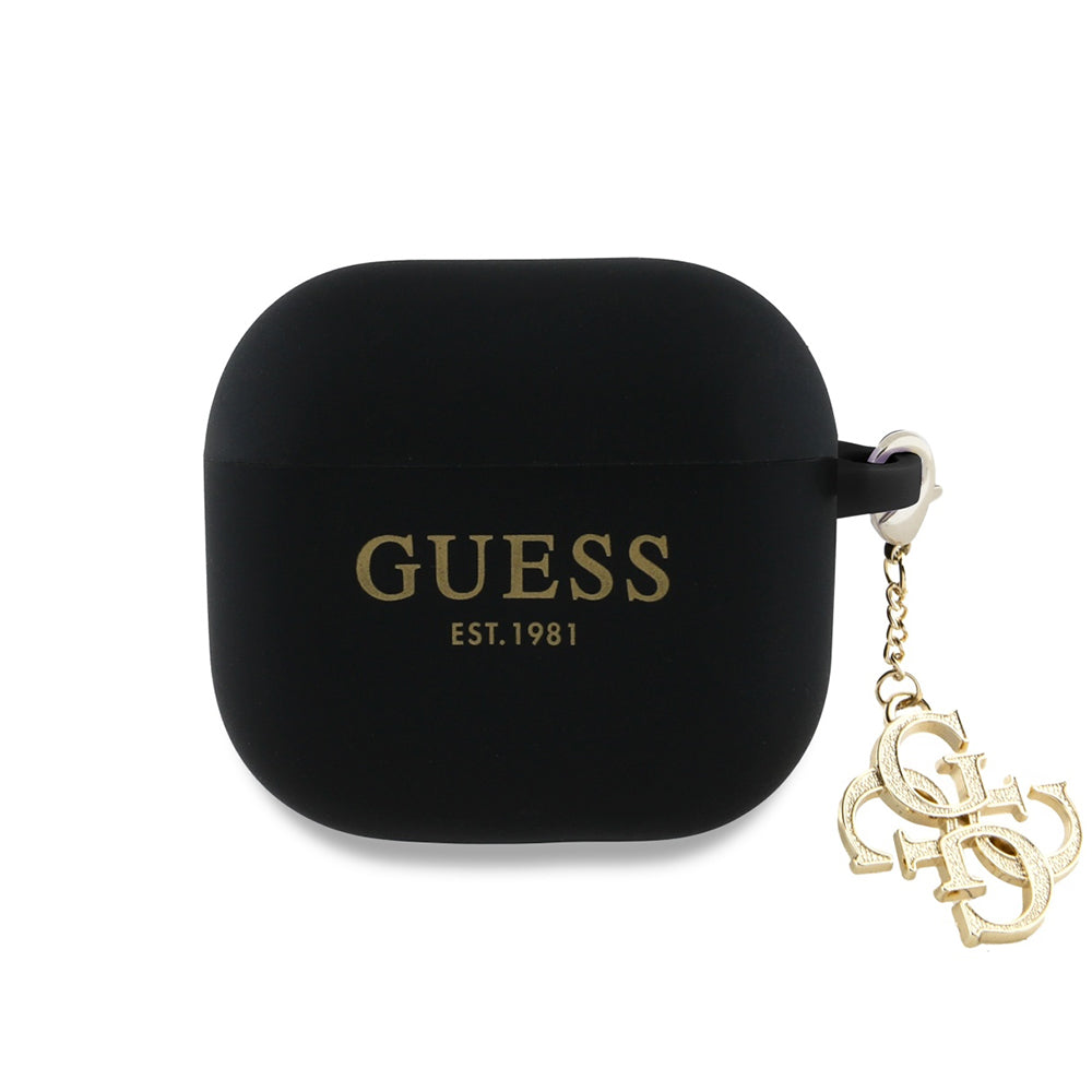 Guess - Silicone W/4G Charm (GUA4LECG4K) - Apple AirPods 4 - Black