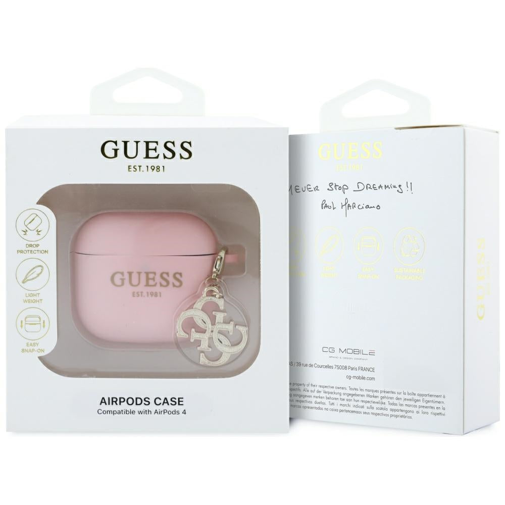 Guess - Silicone W/4G Charm (GUA4LECG4P) - Apple AirPods 4 - Pink