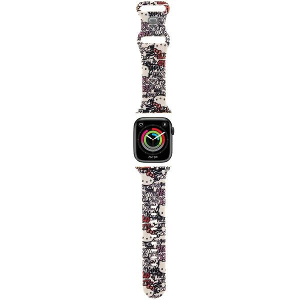 Hello Kitty - Strap Silicone Tags Graffiti (HKAWMSDGPTE) - Apple Watch 1/2/3/4/5/6/7/8/9/10/SE/SE 2 (38/40/41/42mm) - Beige