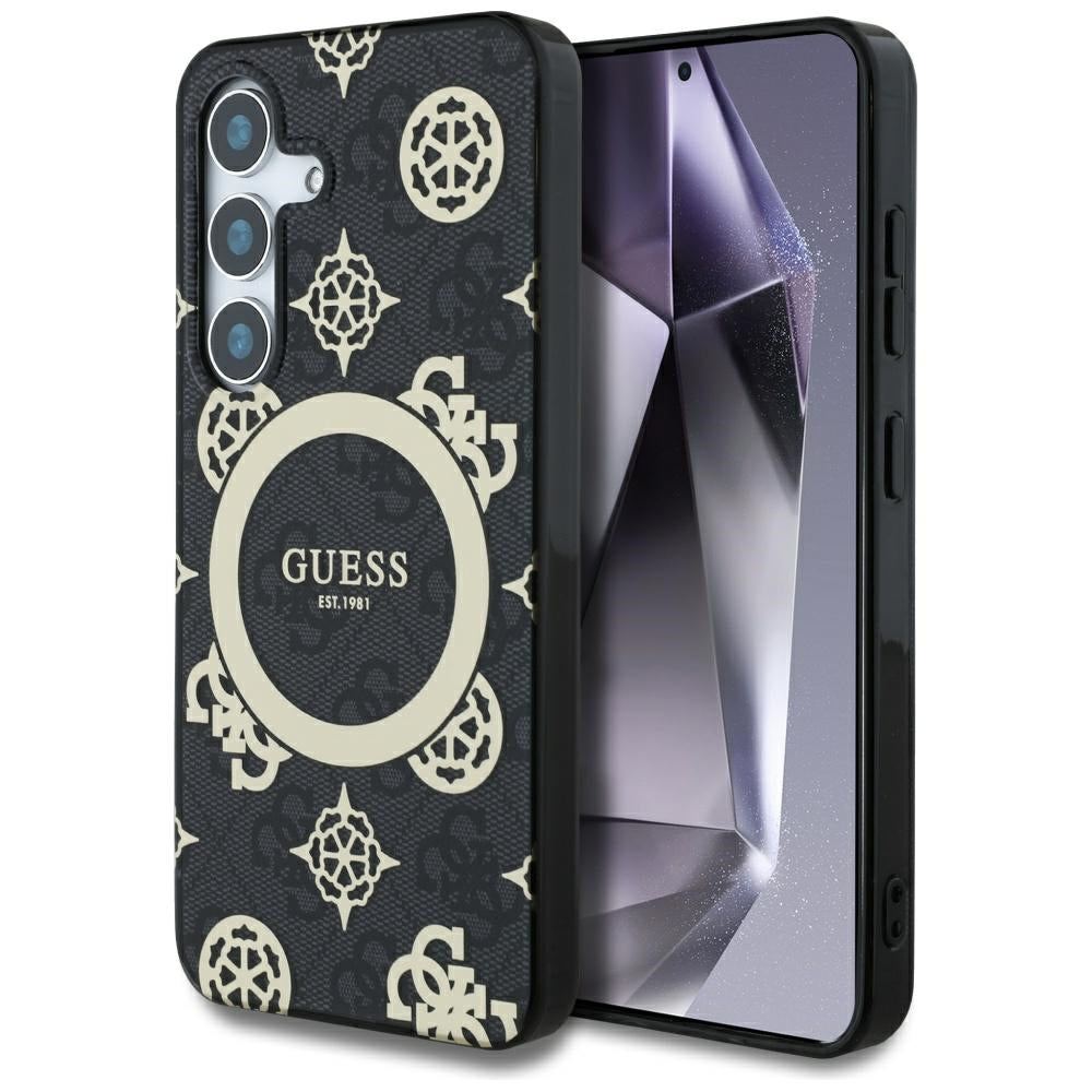 Guess - IML Peony On 4G Background MagSafe (GUHMS25SH4PYEEK) - Samsung Galaxy S25 - Black