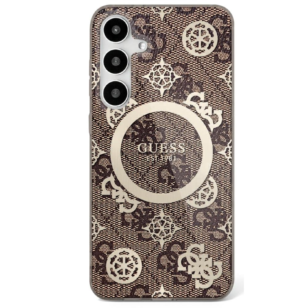 Guess - IML Peony On 4G Background MagSafe (GUHMS25SH4PYEEW) - Samsung Galaxy S25 - Brown