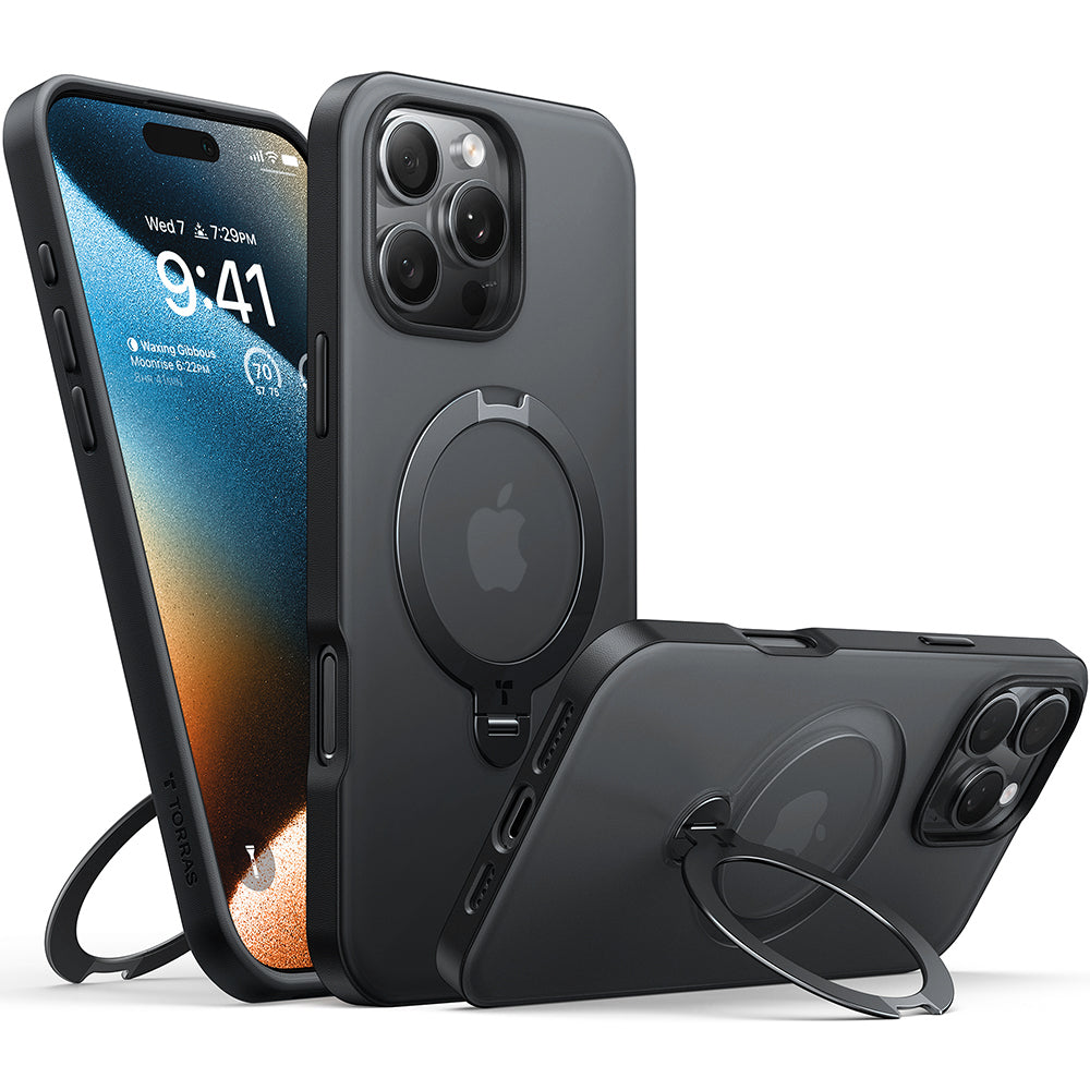 Torras - Ostand Spin MagSafe Series - iPhone 16 Pro Max - Black
