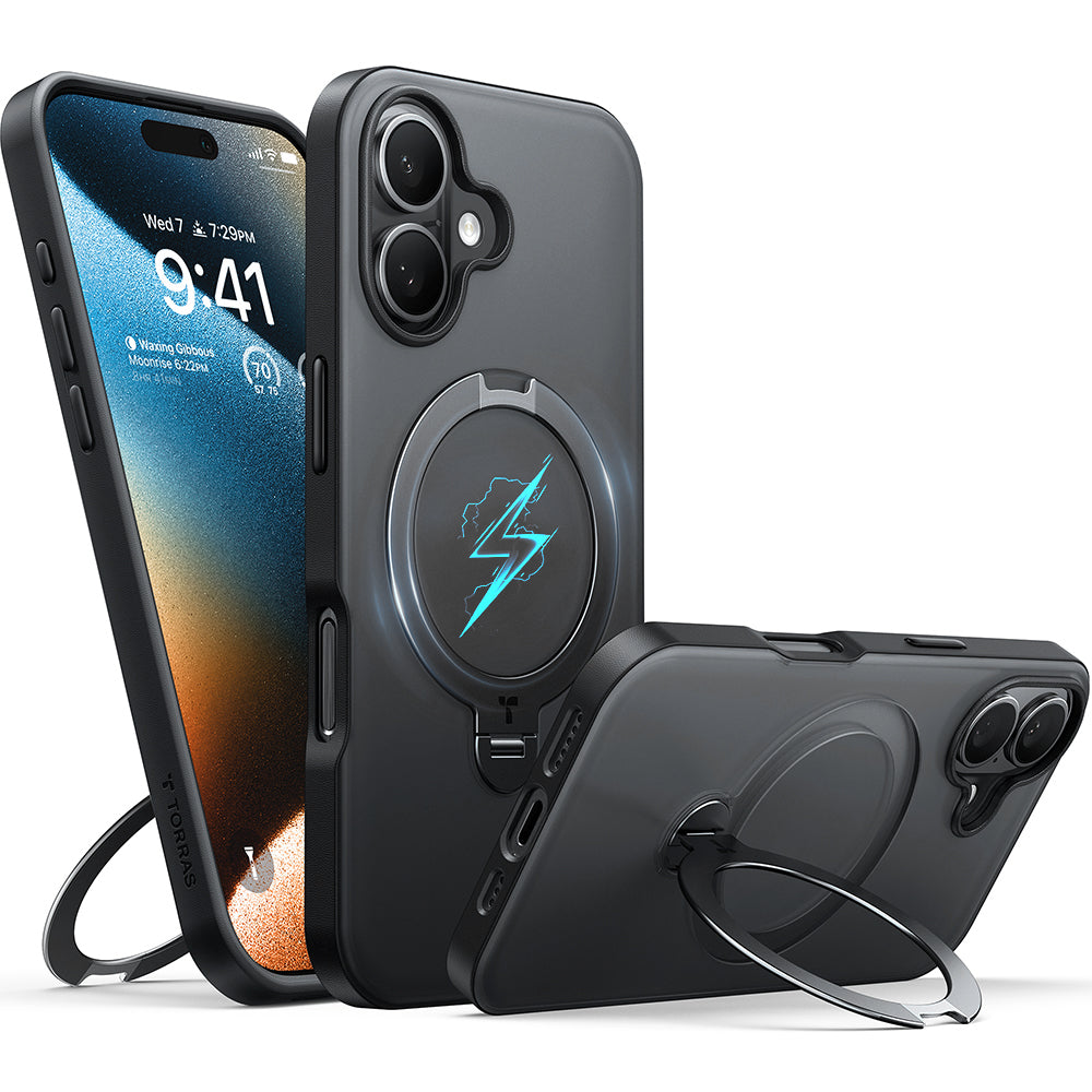 Torras - Ostand Spin MagSafe Series - iPhone 16 - Black