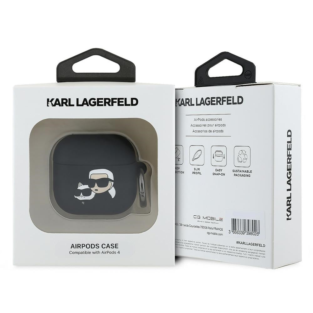 Karl Lagerfeld - Silicone Karl&Chaupette Head 3D (KLA4RUNKCHK) - Apple AirPods 4 - Black