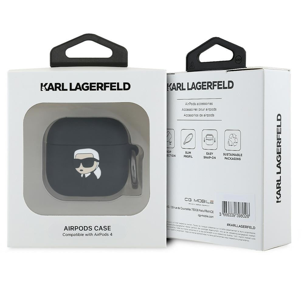 Karl Lagerfeld - Silicone Karl Head 3D (KLA4RUNIKK) - Apple AirPods 4 - Black