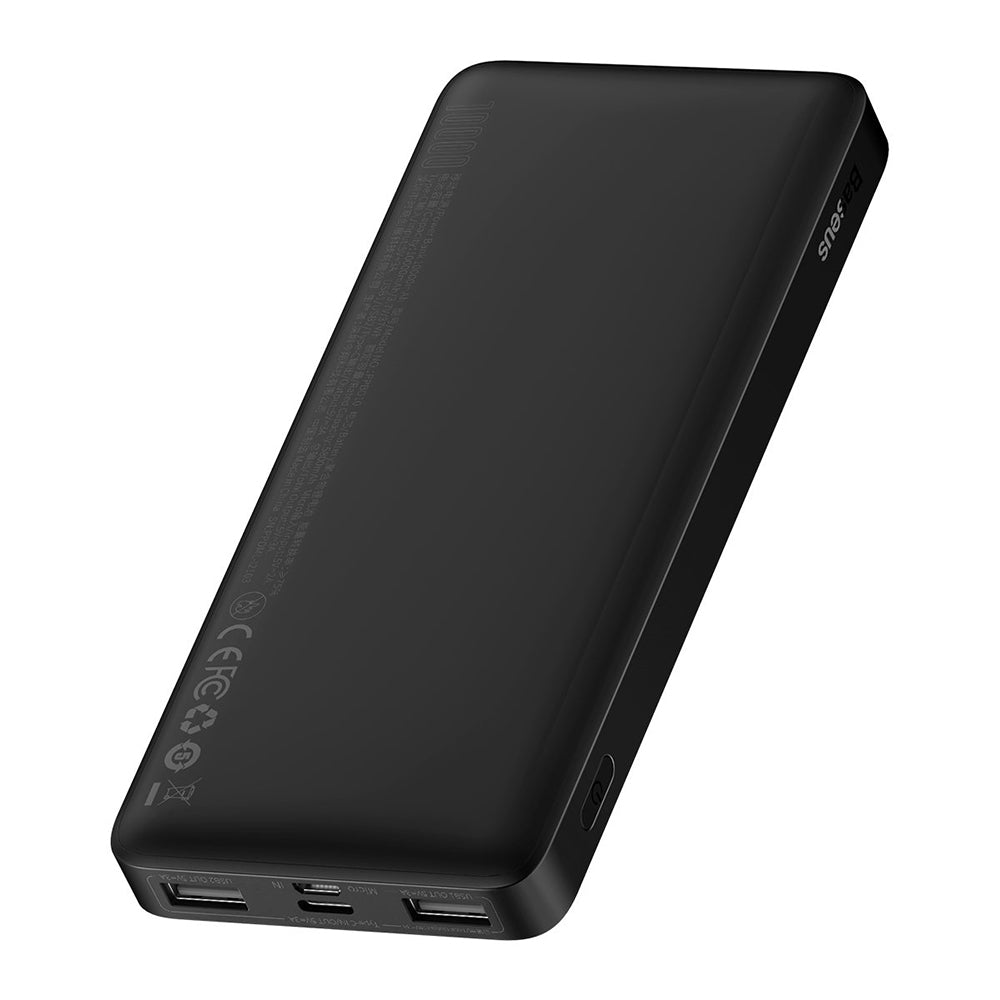 Baseus - Power Bank Bipow (PPBD050001) - Digital Display 2xUSB QC3.0, USB-C 10000mAh 15W + Cable Micro-USB 0.25m - Black