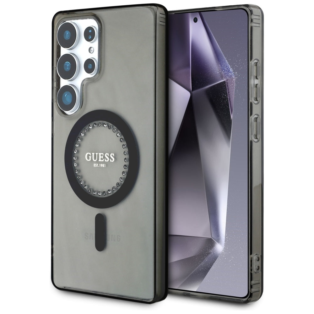 Guess - IML Rhinestones MagSafe (GUHMS25LPFTDTEK) - Samsung Galaxy S25 Ultra - Black