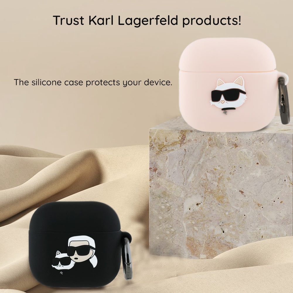 Karl Lagerfeld - Silicone Karl&Chaupette Head 3D (KLA4RUNKCHK) - Apple AirPods 4 - Black