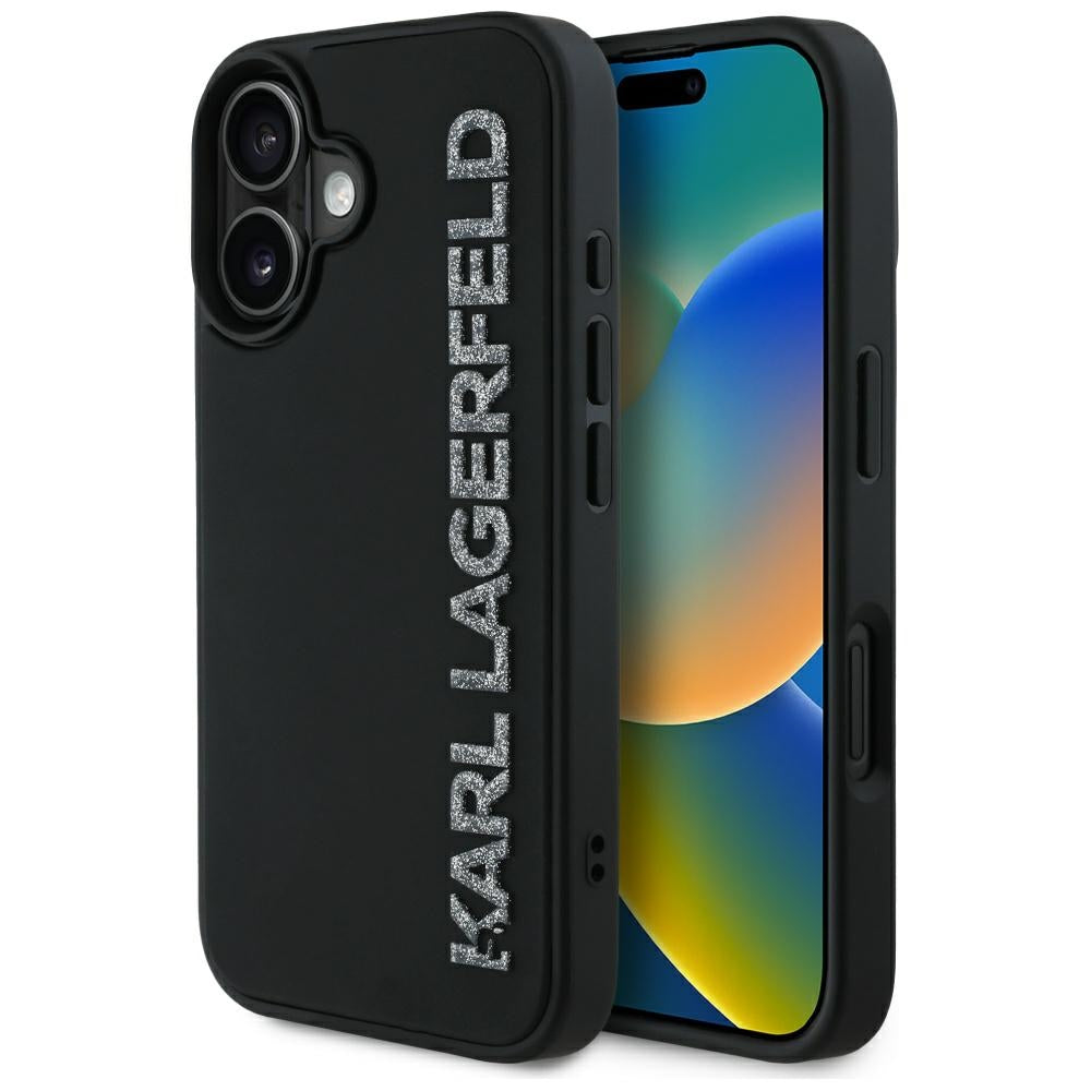 Karl Lagerfeld - 3D Design (KLHCP16SRBKGVCK) - iPhone 16 - Rubber Elongated Glitter Logo
