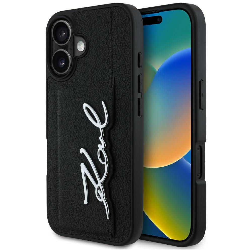 Karl Lagerfeld - Hardcase Leather Cardslot (KLHCP16SPGPVKSK) - iPhone 16 - Metal Signature