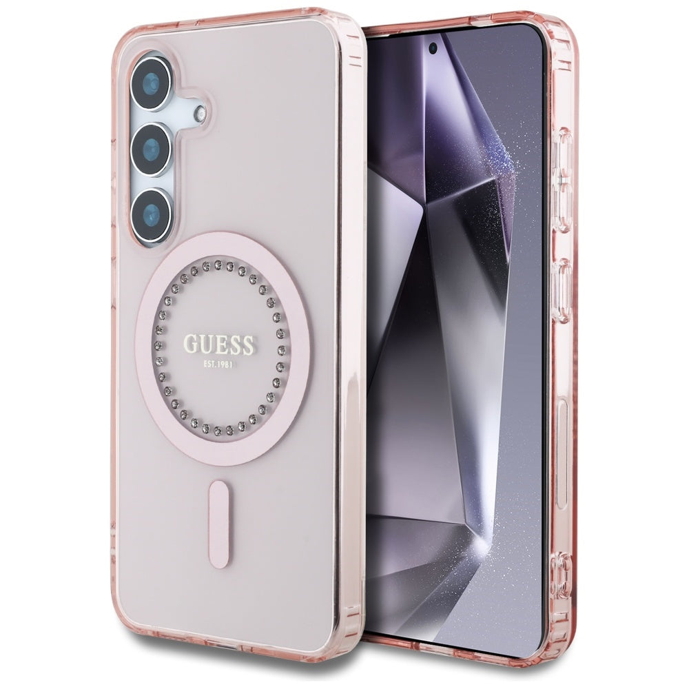 Guess - IML Rhinestones MagSafe (GUHMS25SPFTDTEP) - Samsung Galaxy S25 - Pink