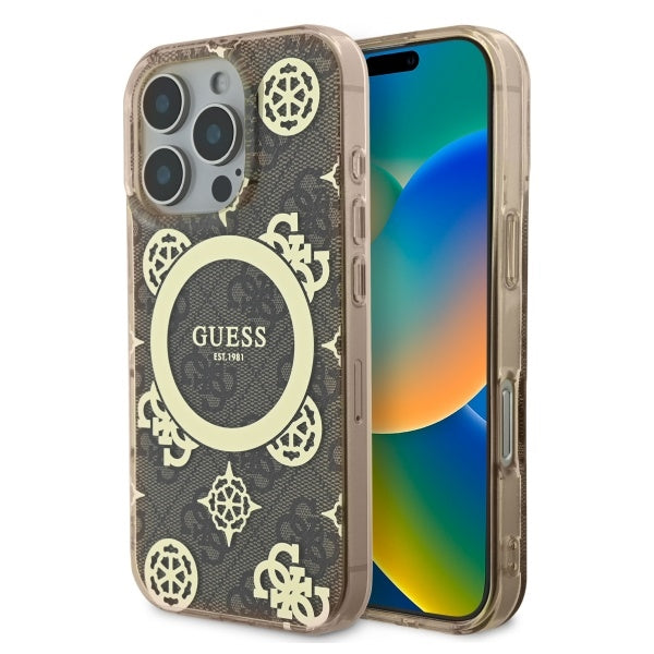 Guess - IML Peony On 4G Background MagSafe (GUHMP16LH4PYEEW) - iPhone 16 Pro - Brown