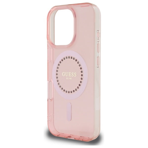 Guess Magsafe “Rhinestones” Hard Case Θήκη προστασίας από σκληρό πλαστικό – iPhone 16 Pro (Ροζ – GUHMP16LPFTDTEP)